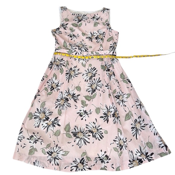 Anne Klein Light Pink Belted Sleeveless Daisy Floral Print Dress Size 14 - Picture 8 of 16